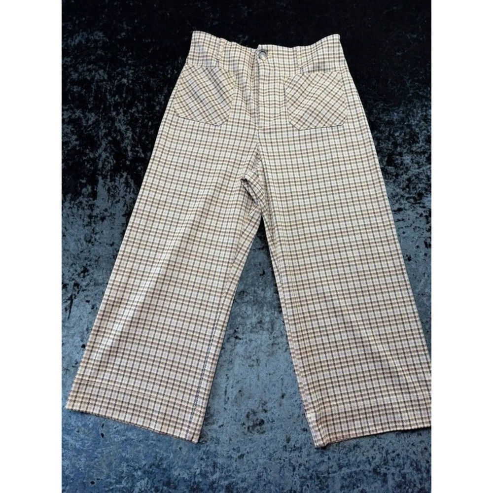 LC Lauren Conrad Pants Womens 4 Wide Leg Plaid Houndstooth Cropped Stretch